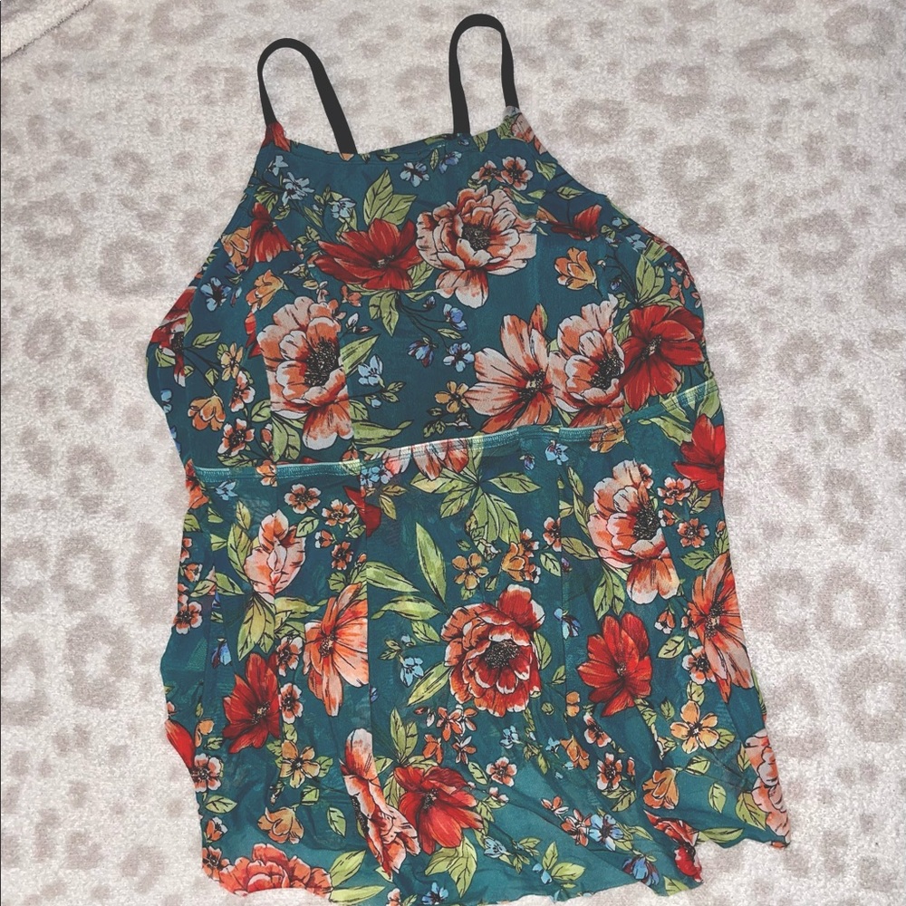 Kona Sol floral tankini top Size 24W